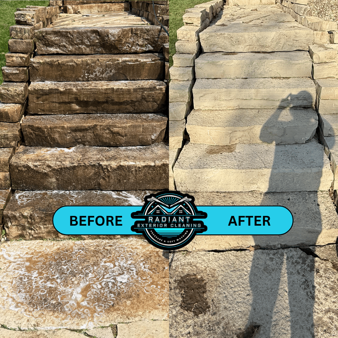 Patio paver cleaning transformation