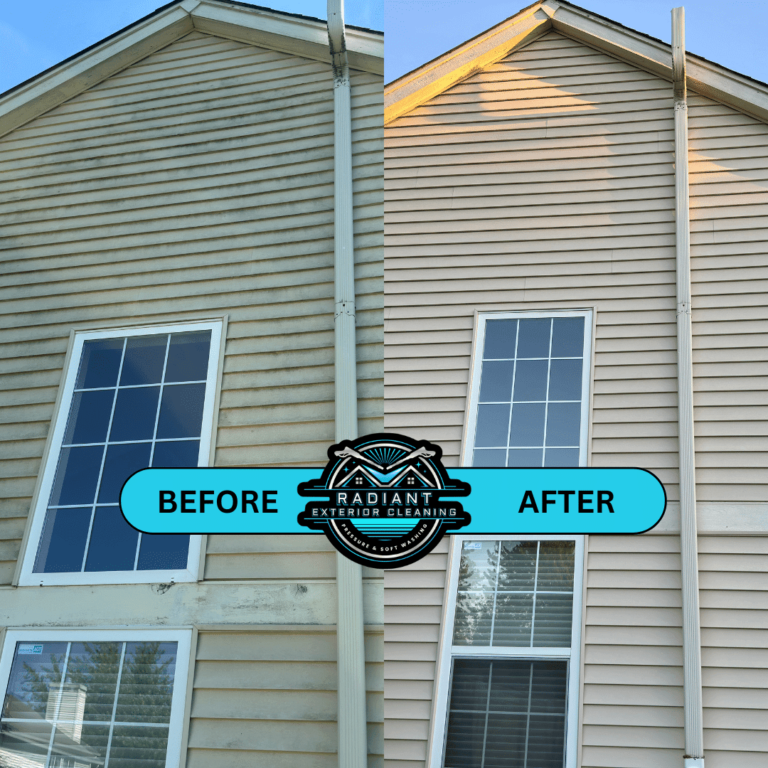 House washing before and after - vinyl siding