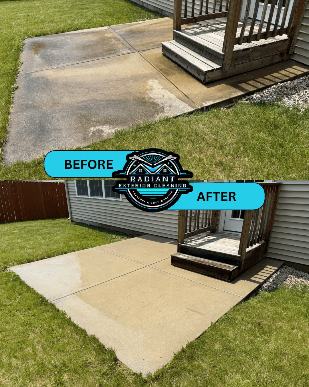 Concrete patio pressure washing