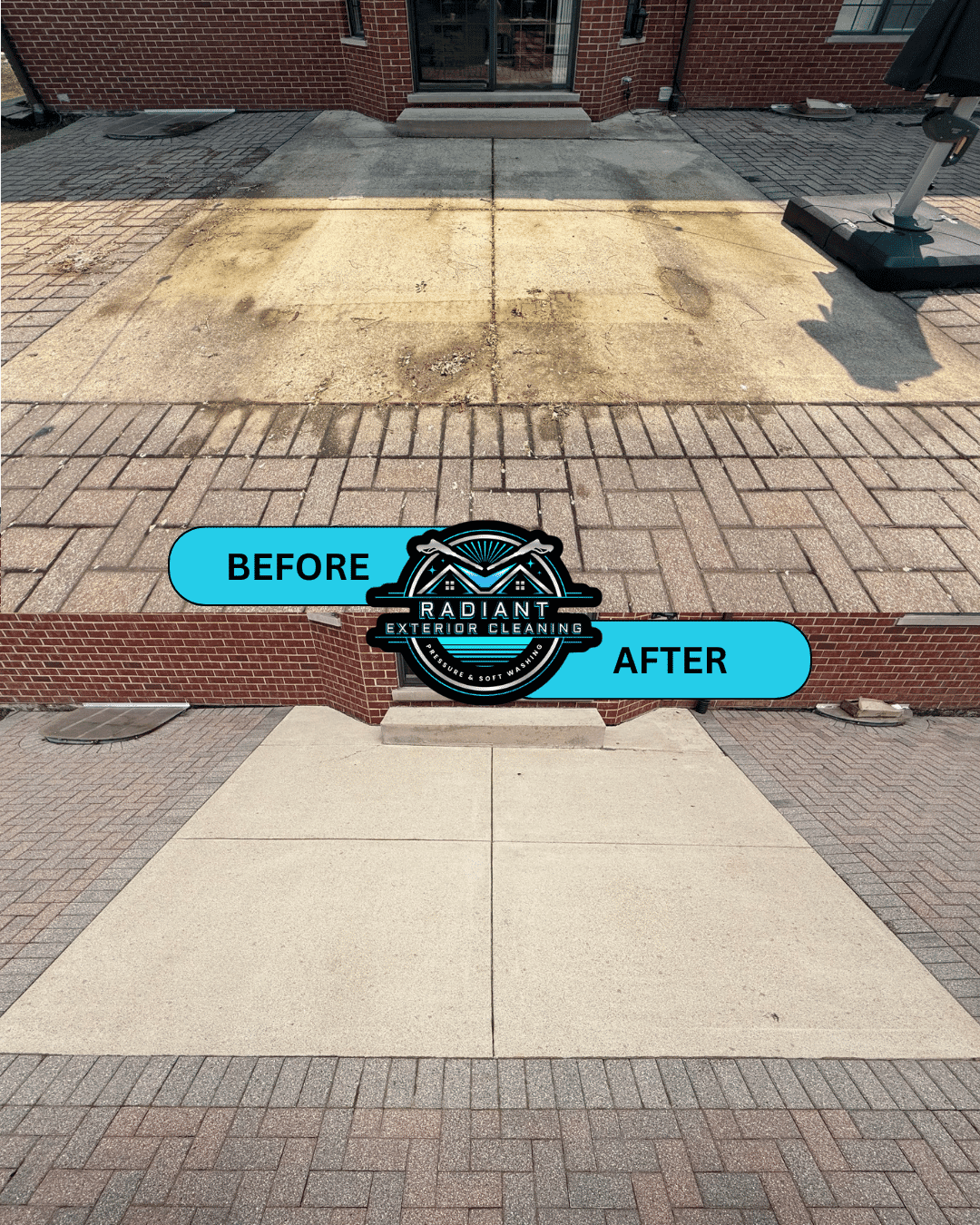 Concrete and paver patio pressure washing